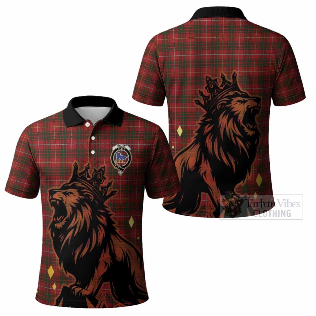 Bruce Tartan Family Crest Polo Shirt Crowned Lion Roaring