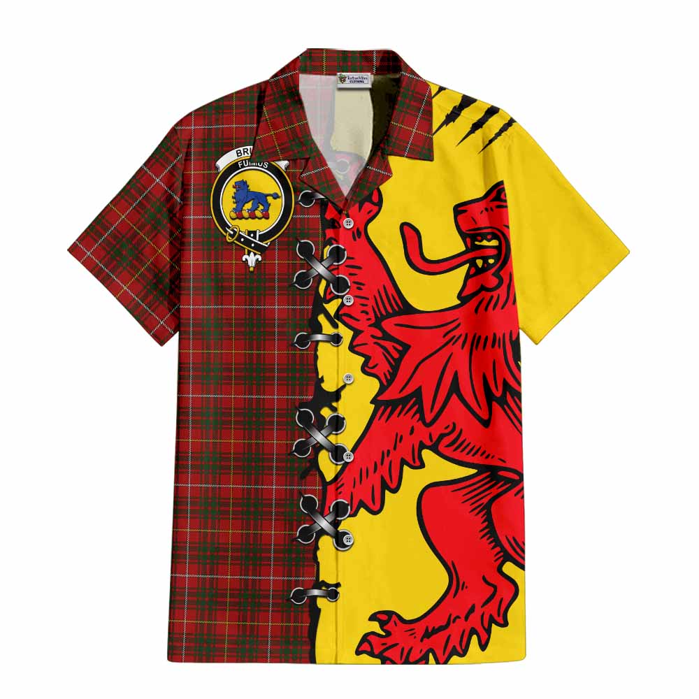 Bruce Tartan Family Crest Short Sleeve Button Shirt Lion Rampant Honor - Tartan Vibes Clothing