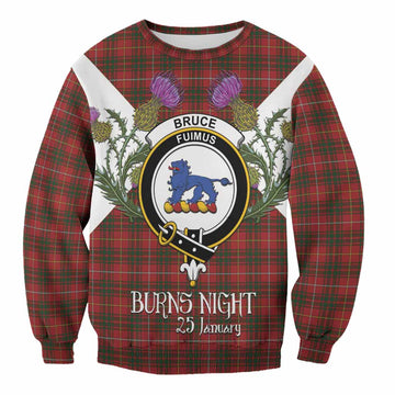 Bruce Tartan Family Crest Sweatshirt Scottish Burns Night Thistle Floral