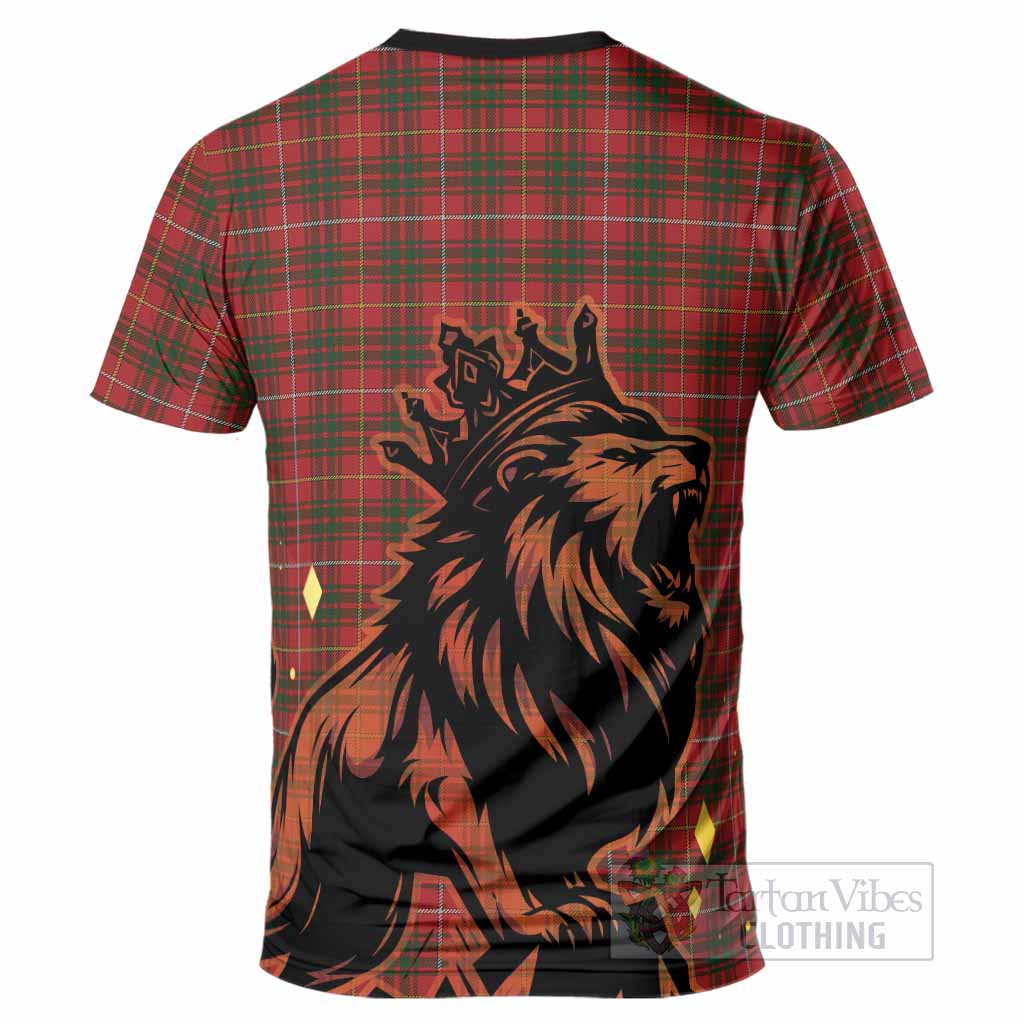 Bruce Tartan Family Crest T-Shirt Crowned Lion Roaring
