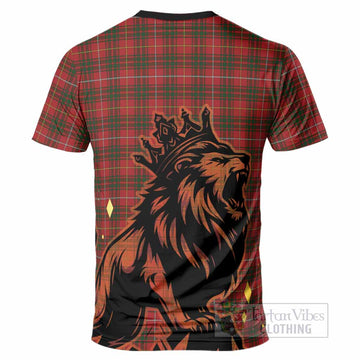 Bruce Tartan Family Crest T-Shirt Crowned Lion Roaring