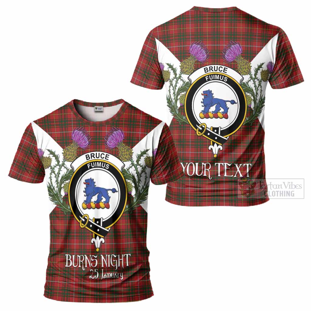 Bruce Tartan Family Crest T-Shirt Scottish Burns Night Thistle Floral