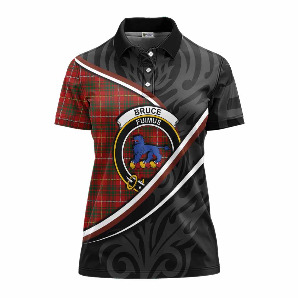 Bruce Tartan Family Crest Women's Polo Shirt Celtic Scottish Thistle Floral - Tartan Vibes Clothing