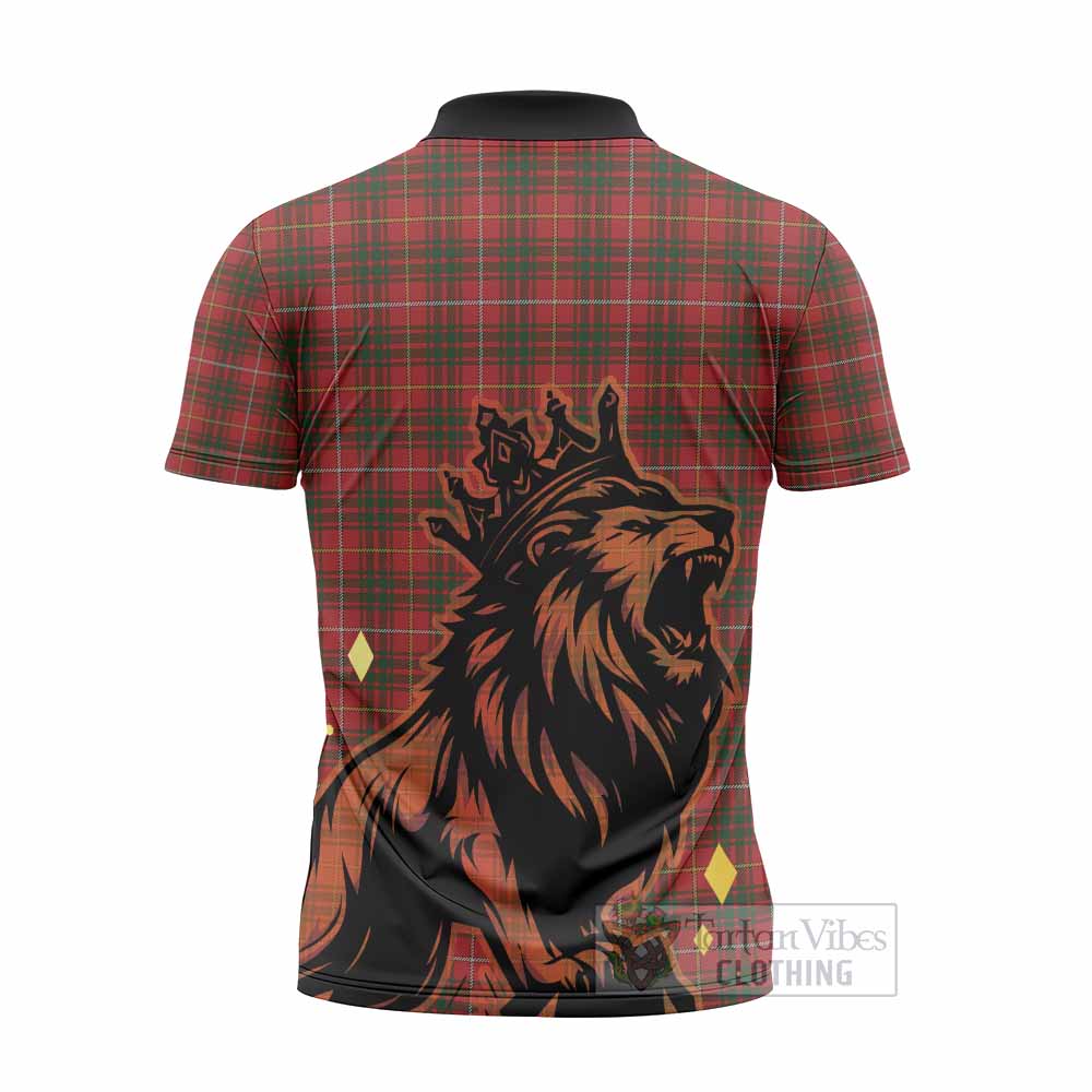Bruce Tartan Family Crest Zipper Polo Shirt Crowned Lion Roaring