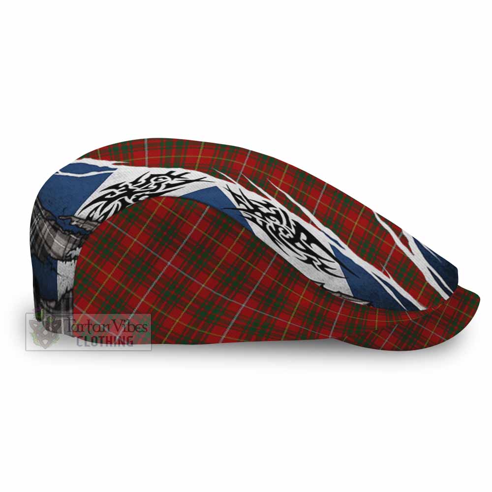 Bruce Tartan Flat Cap, Jeff Cap Scotland Flag Ripped Tribal Design