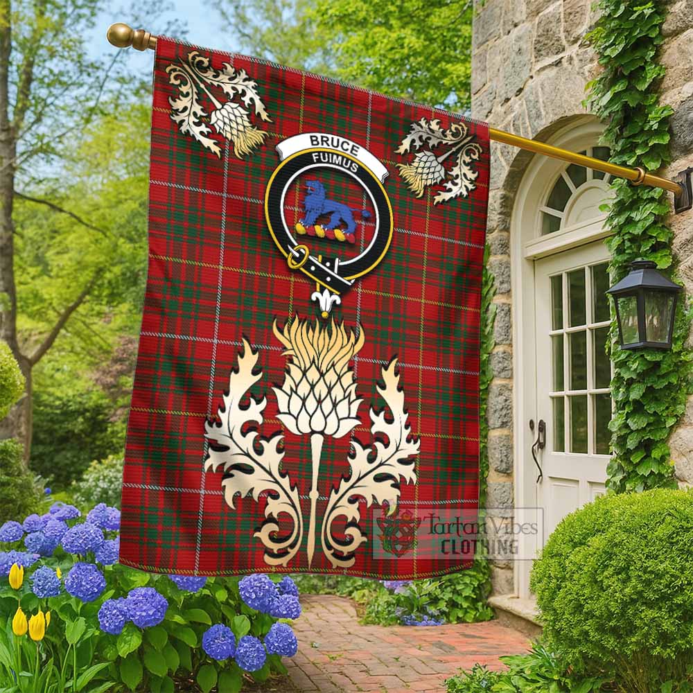 Bruce Tartan Garden Flag with Golden Regal Scottish Thistle Emblem - Tartan Vibes Clothing