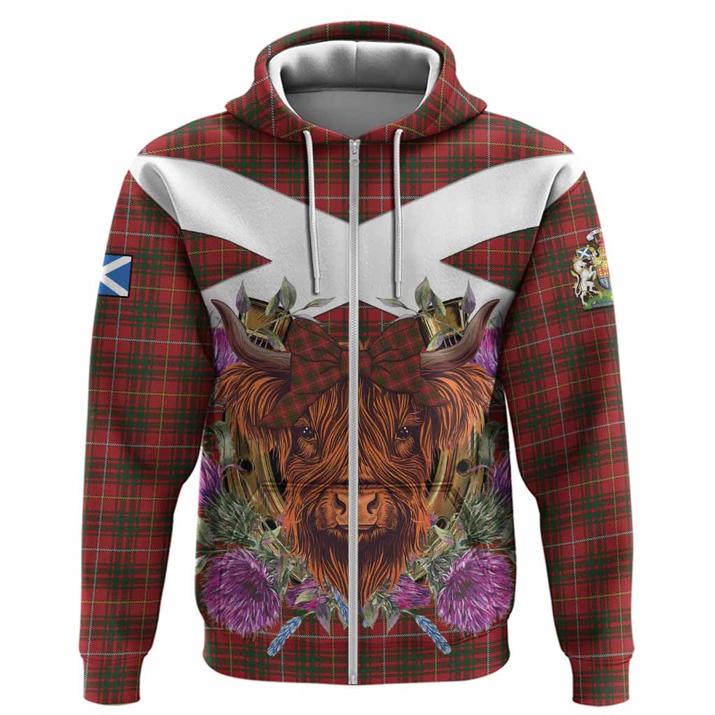 Bruce Tartan Hoodie Scottish Thistle Heilan Coo