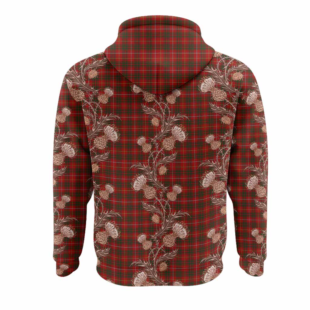 Bruce Tartan Hoodie Seamless Scottish Thistle Flowers