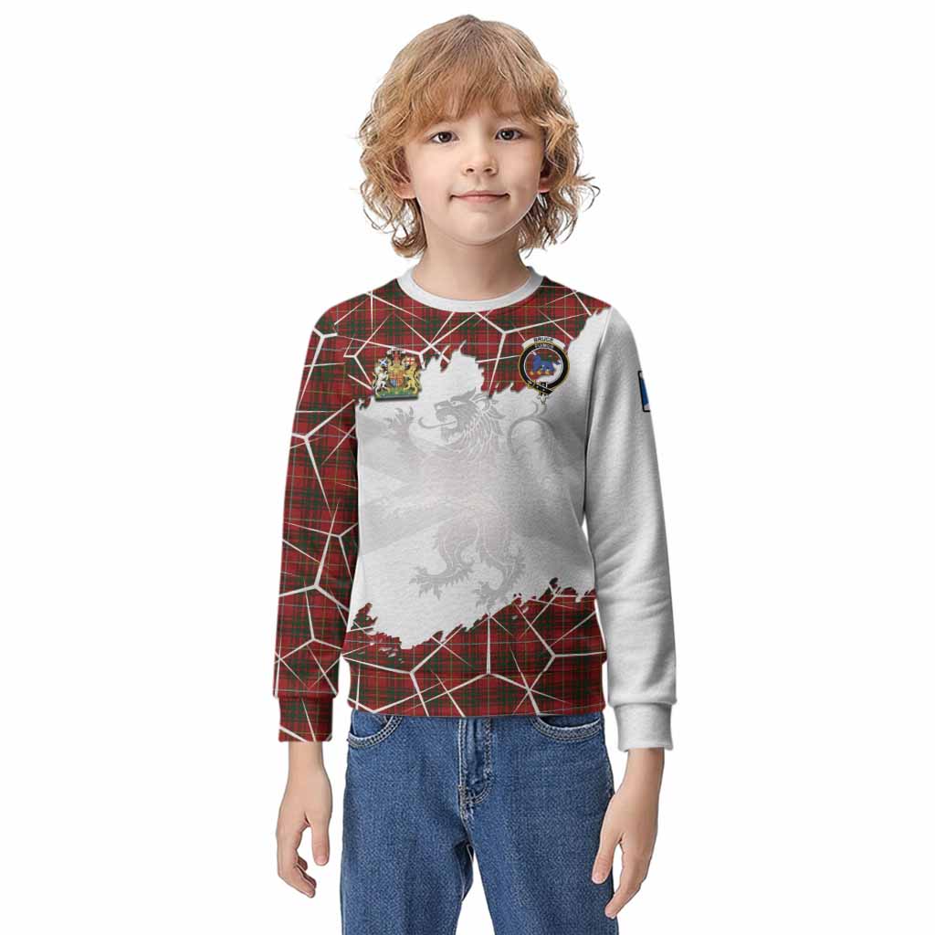 Bruce Tartan Kid Knitted Sweatshirt with Family Crest and Lion Rampant Grunge Style