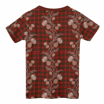 Bruce Tartan Kid T-shirt Seamless Scottish Thistle Flowers