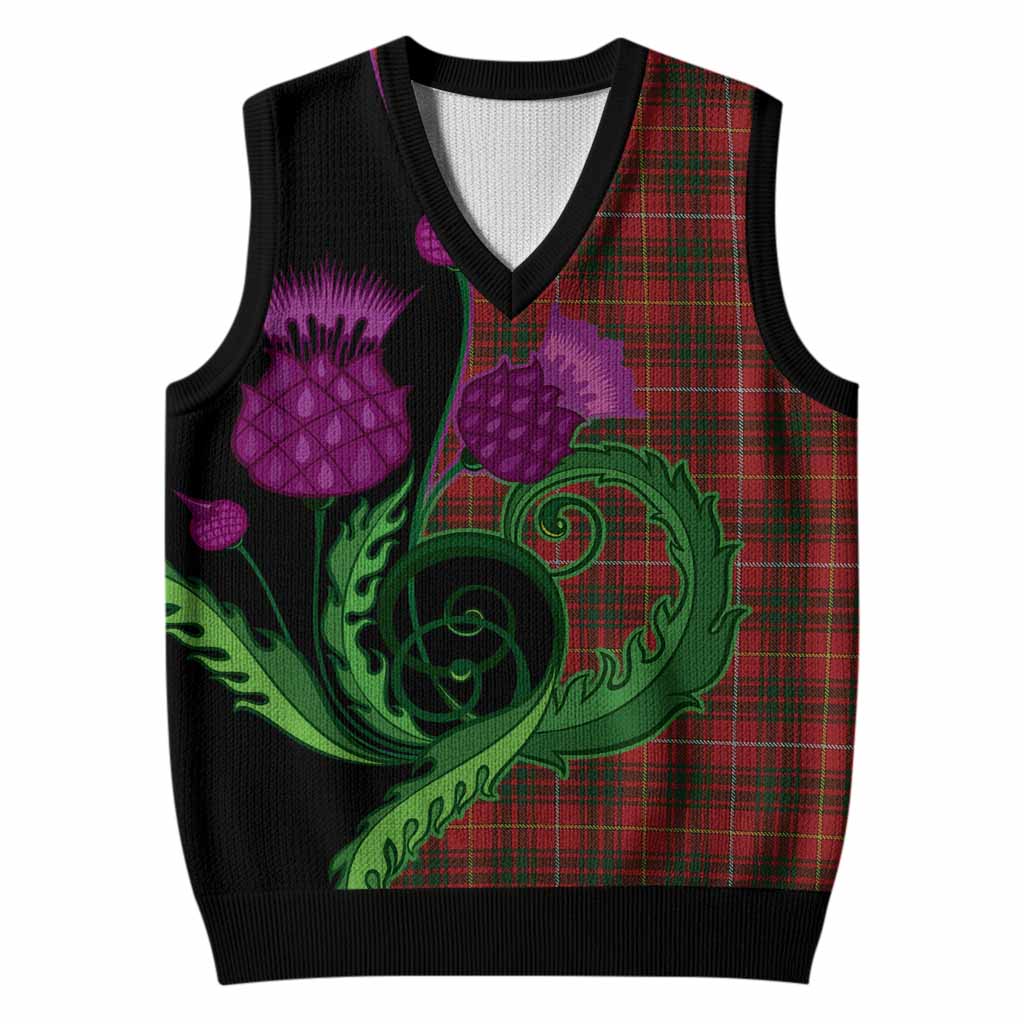 Bruce Tartan Knitted V-Neck Vest Traditional Scottish Thistle