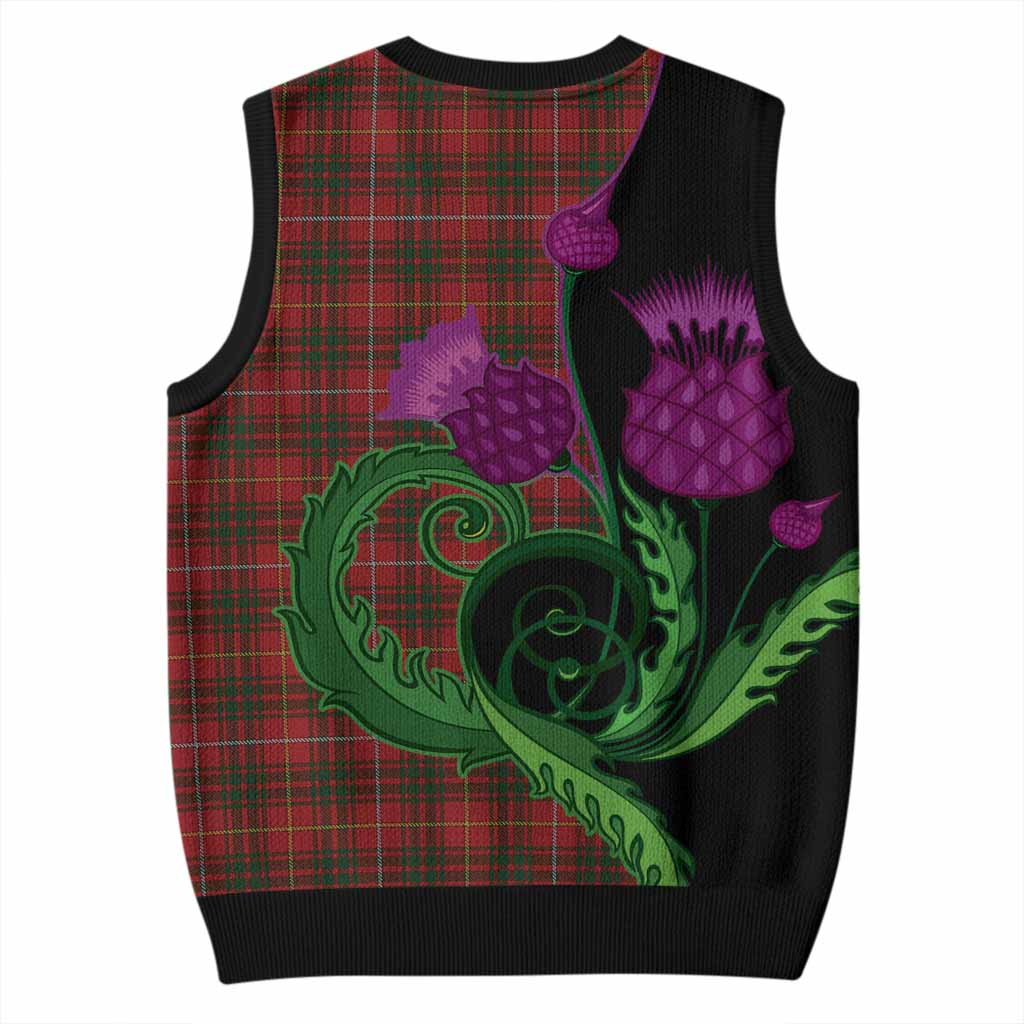 Bruce Tartan Knitted V-Neck Vest Traditional Scottish Thistle