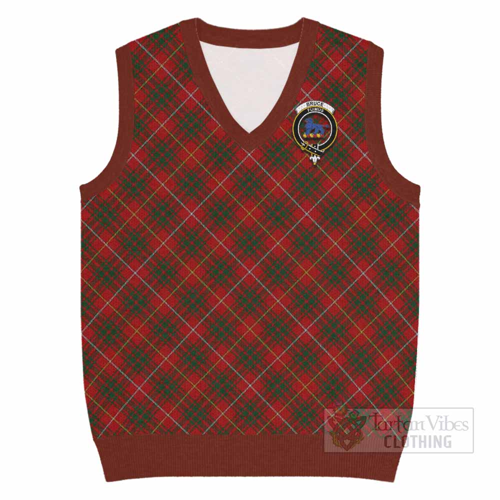 Bruce Tartan Knitted V-Neck Vest with Family Crest Cross Style