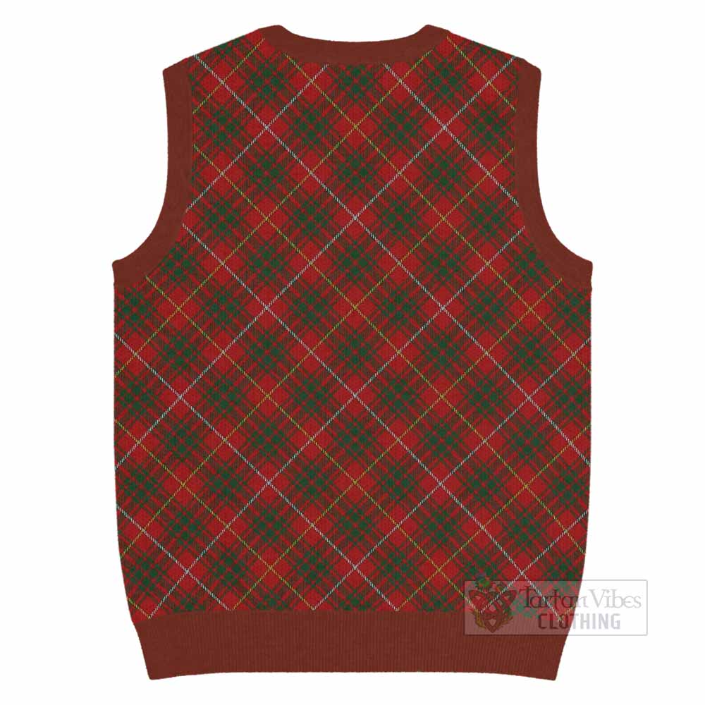 Bruce Tartan Knitted V-Neck Vest with Family Crest Cross Style