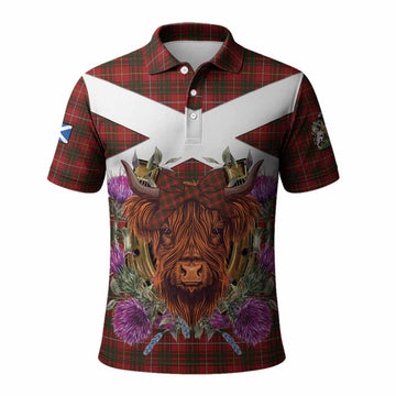 Bruce Tartan Polo Shirt Scottish Thistle Heilan Coo