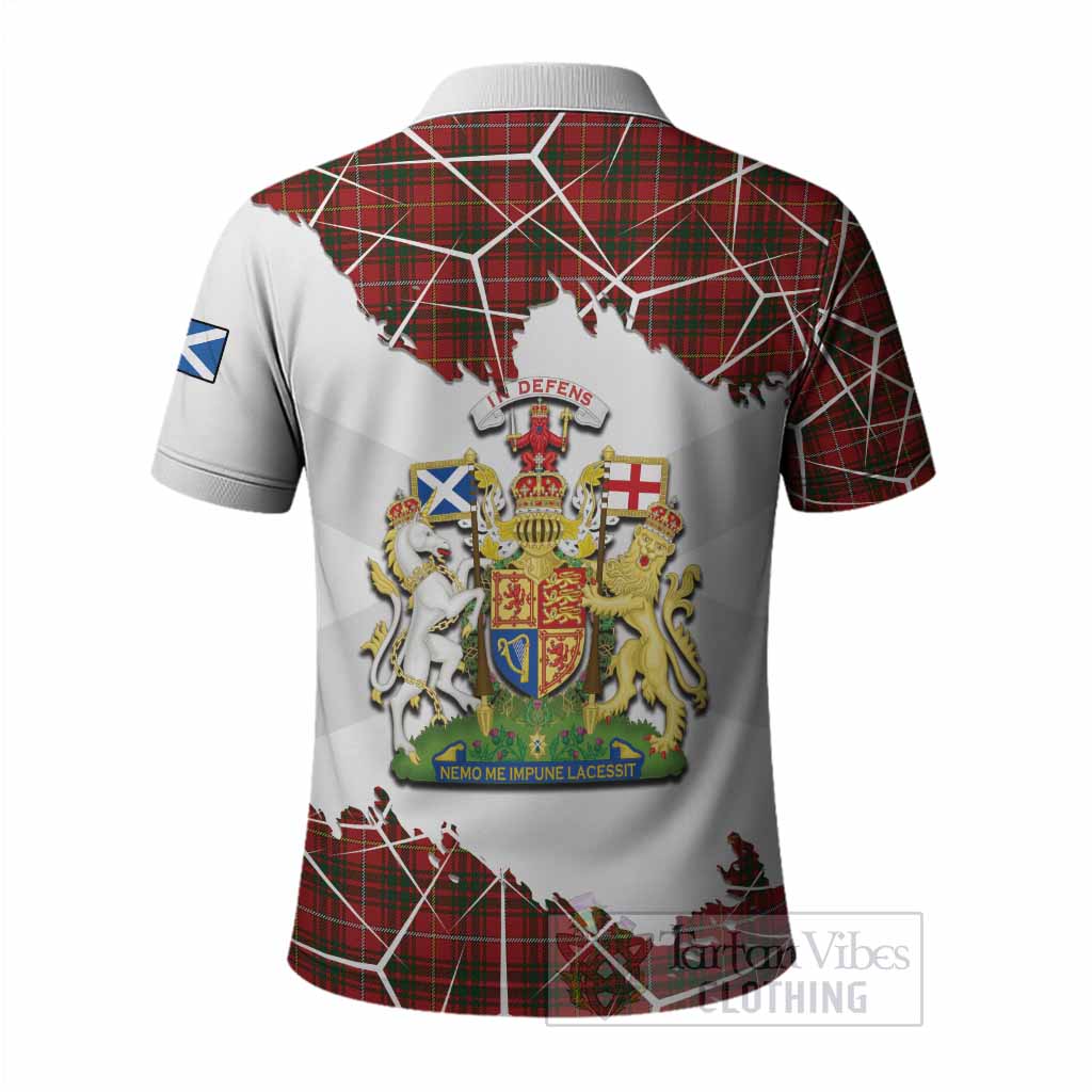 Bruce Tartan Polo Shirt with Family Crest and Lion Rampant Grunge Style