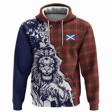 Bruce Tartan Scottish Hoodie Angry Lion With Soccer Ball Style