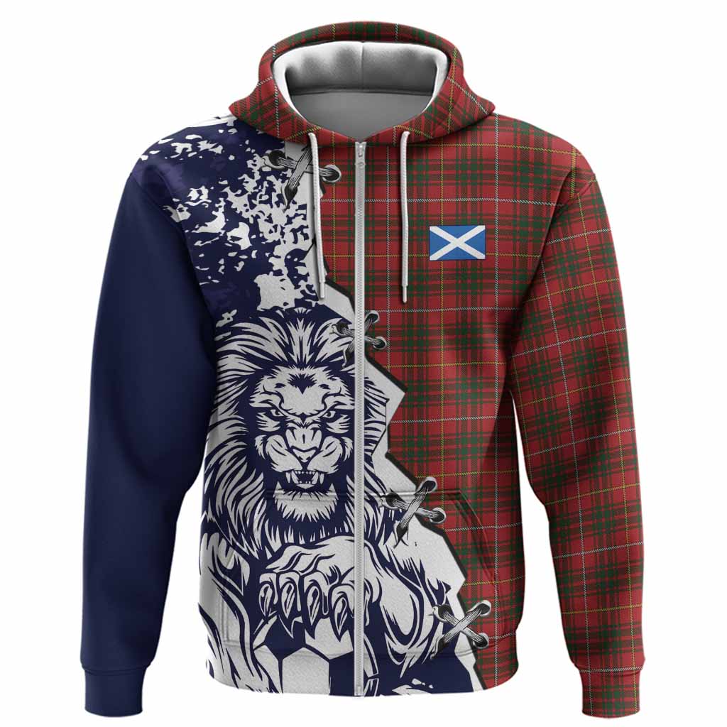 Bruce Tartan Scottish Hoodie Angry Lion With Soccer Ball Style