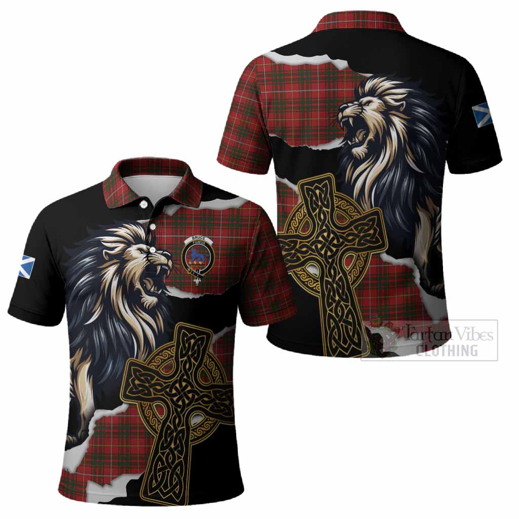 Bruce Tartan Scottish Polo Shirt Lion Celtic Heritage