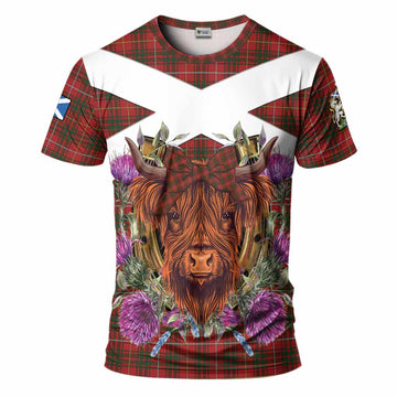 Bruce Tartan T-Shirt Scottish Thistle Heilan Coo