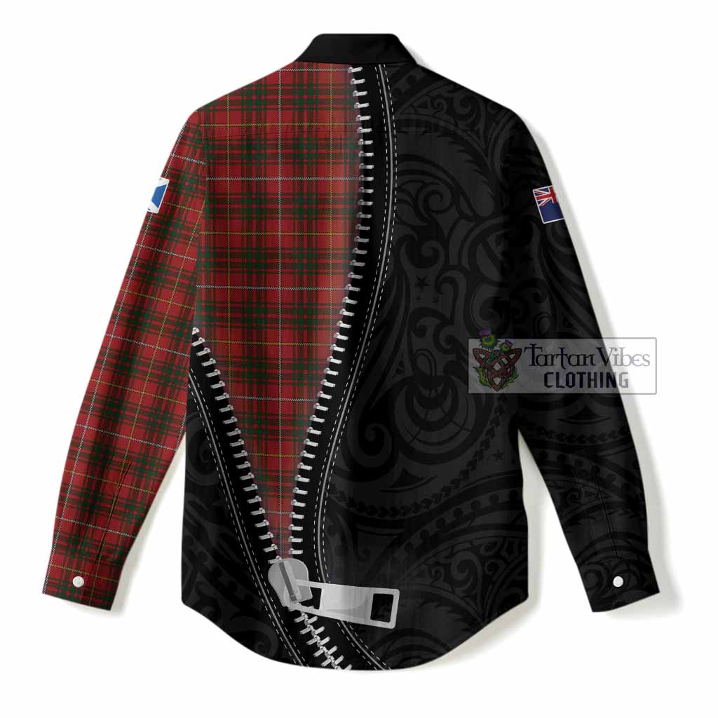 Bruce Tartan Women Casual Shirt New Zealand Pattern Unique Zipper Stylized