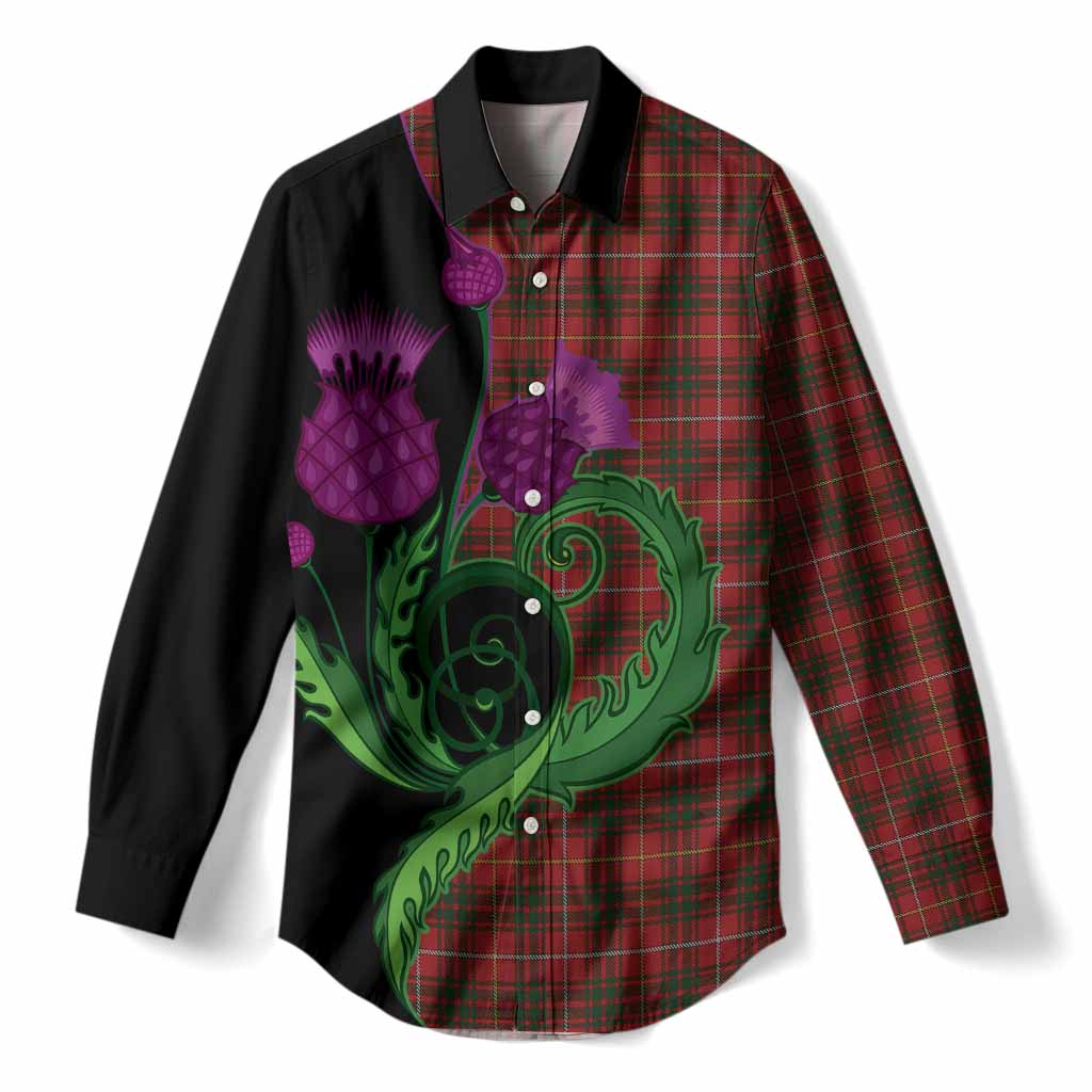 Bruce Tartan Women Casual Shirt Traditional Scottish Thistle