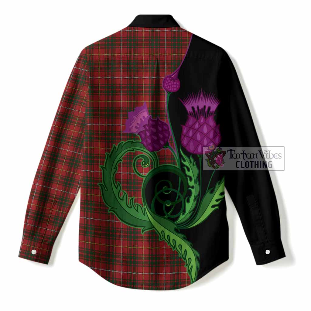 Bruce Tartan Women Casual Shirt Traditional Scottish Thistle