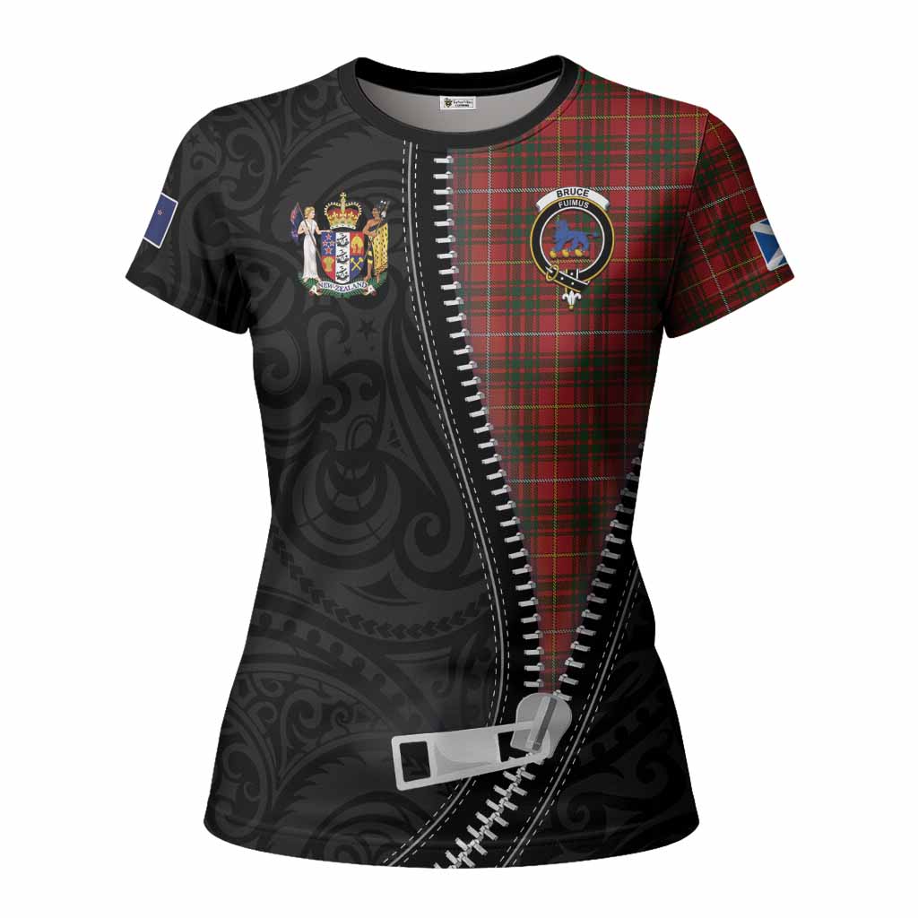 Bruce Tartan Women T shirt New Zealand Pattern Unique Zipper Stylized