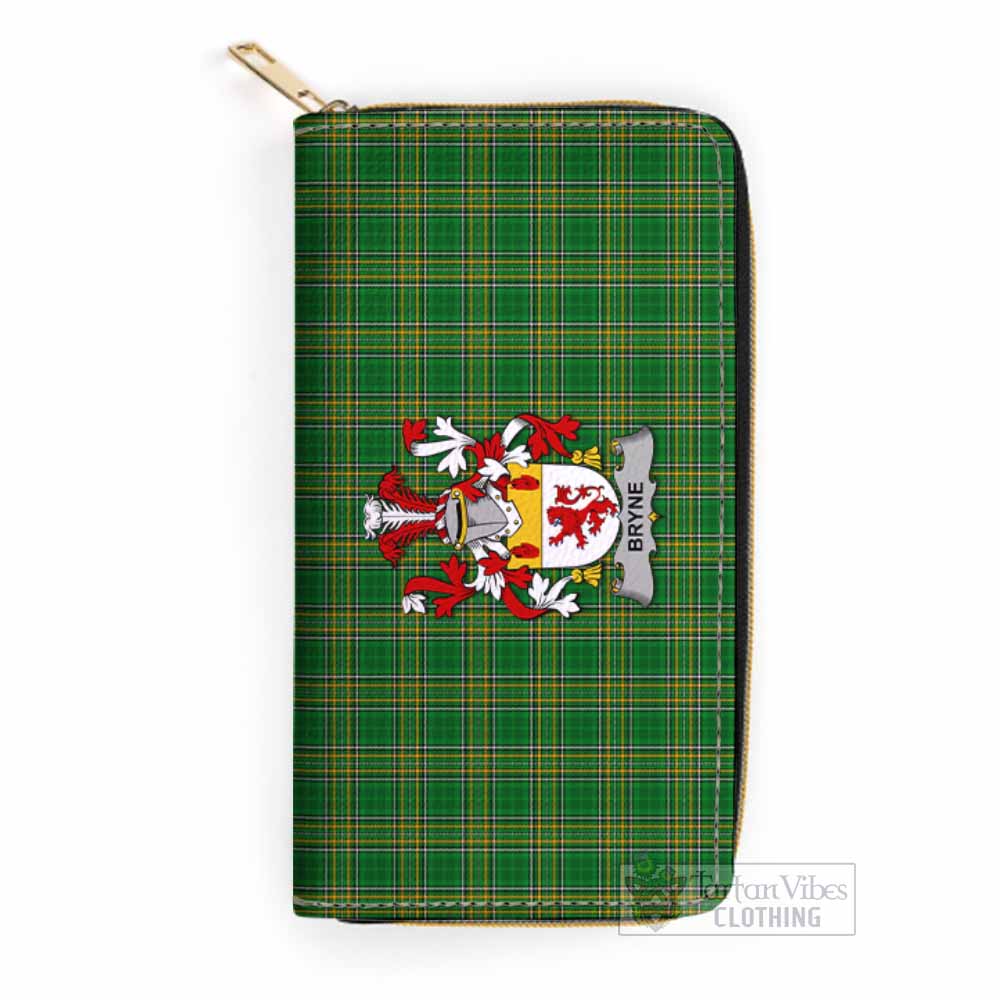 Tartan Vibes Clothing Bryne Irish Clan Tartan Women's Leather Wallet with Coat of Arms