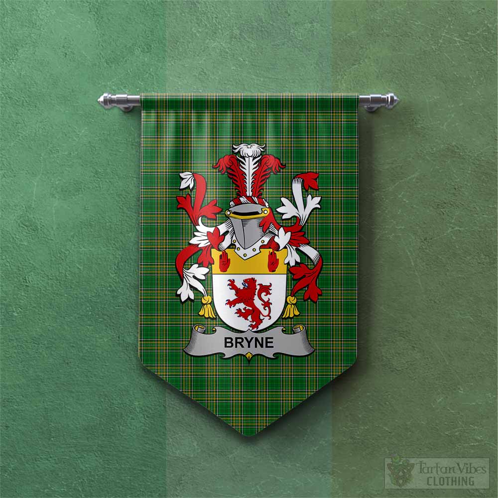 Tartan Vibes Clothing Bryne Irish Clan Tartan Gonfalon, Tartan Banner with Coat of Arms