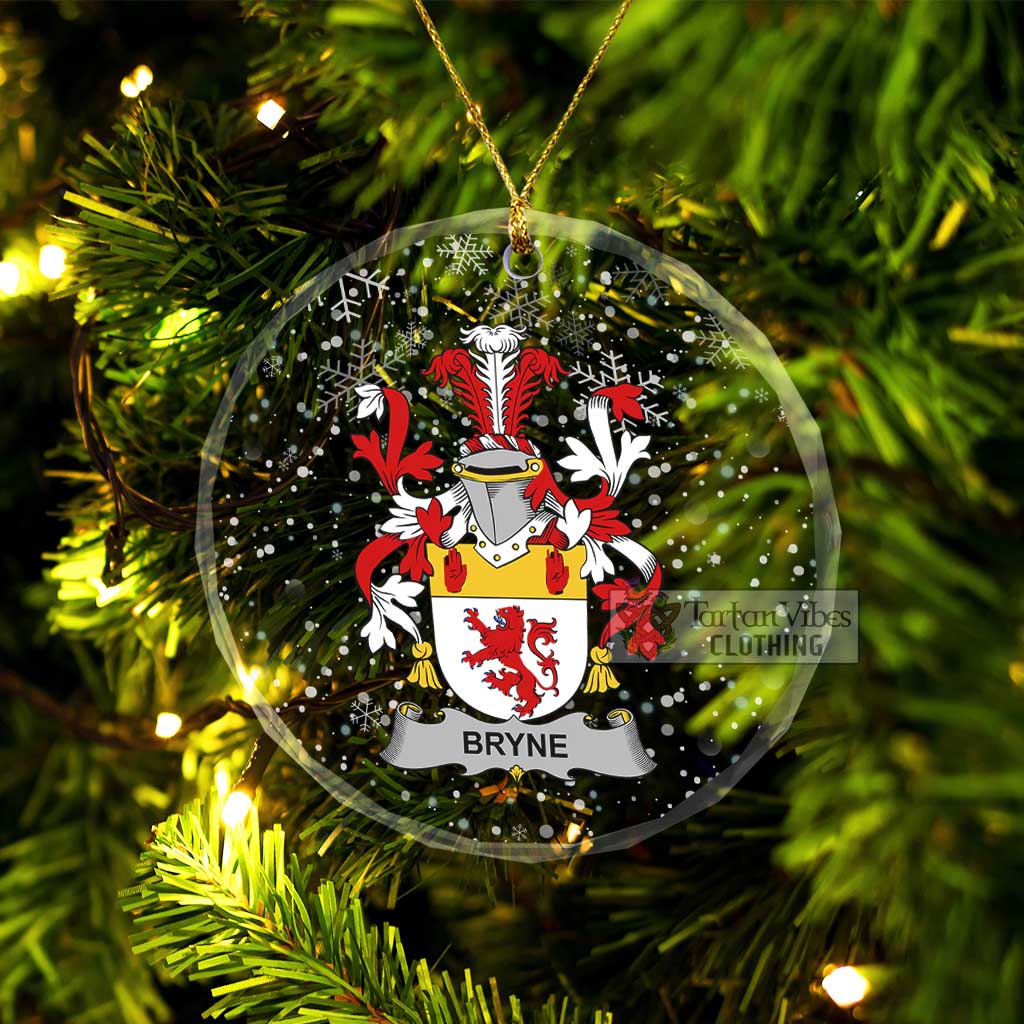 Tartan Vibes Clothing Bryne Irish Clan Christmas Glass Ornament with Coat of Arms