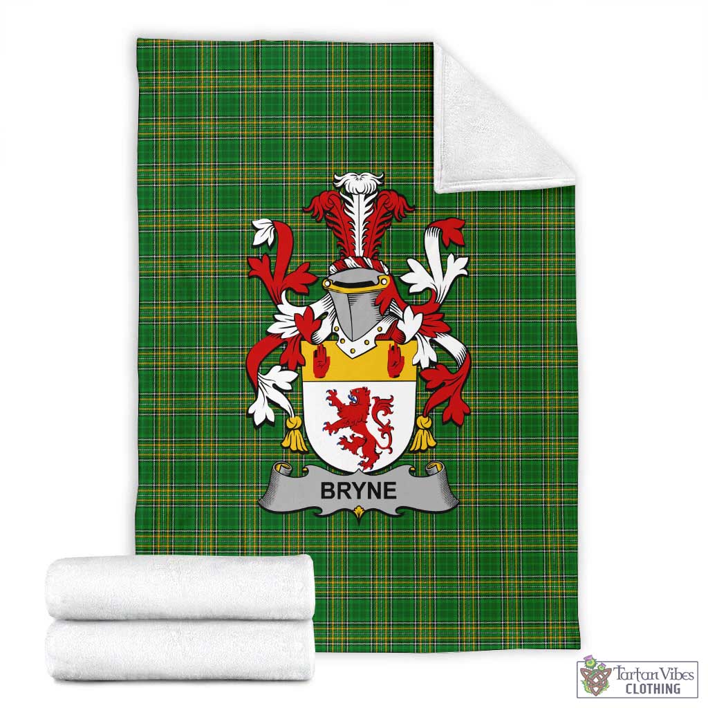 Bryne Irish Clan Tartan Blanket with Coat of Arms X-Large 59 x 79 inches 150 x 200 cm - Tartan Vibes Clothing