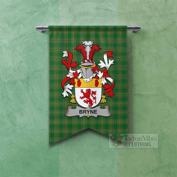 Bryne Irish Clan Tartan Gonfalon, Tartan Banner with Coat of Arms