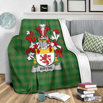 Bryne Irish Clan Tartan Blanket with Coat of Arms