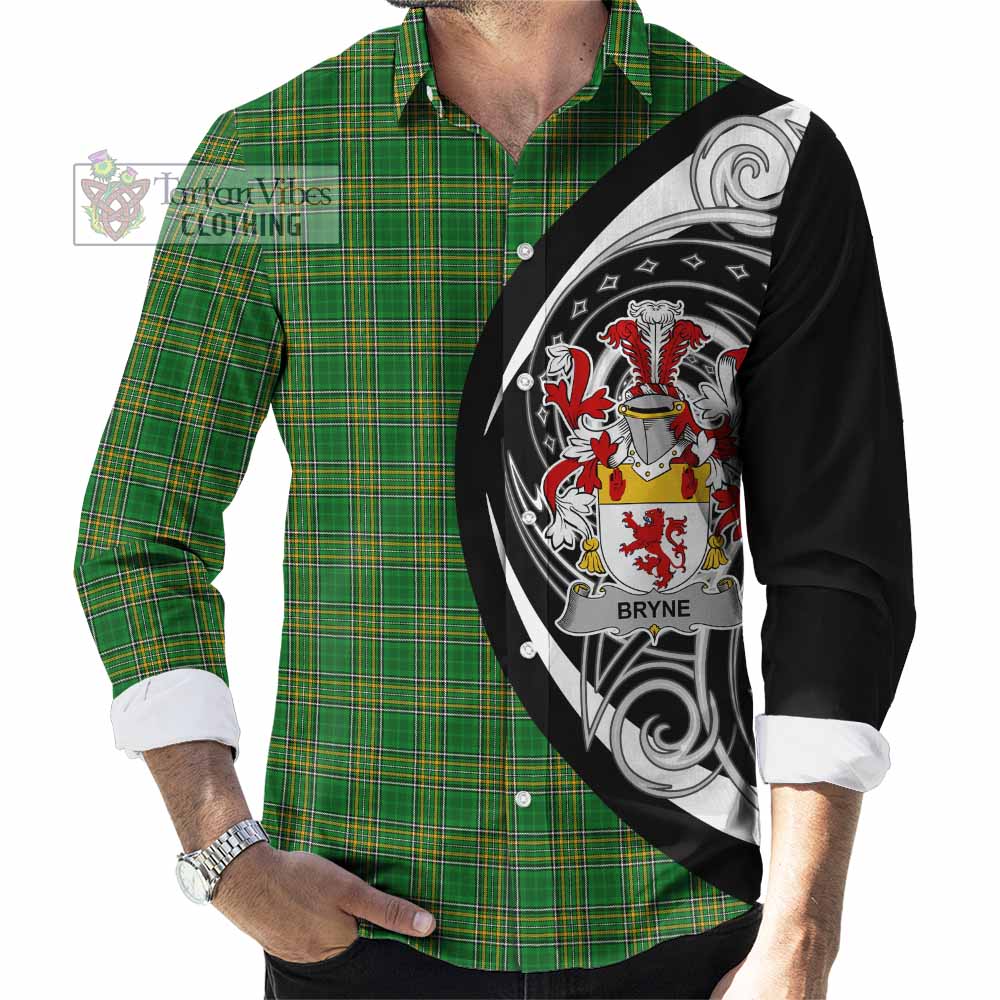 Bryne Irish Clan Long Sleeve Button Shirt Celtic Circle Style - Tartan Vibes Clothing