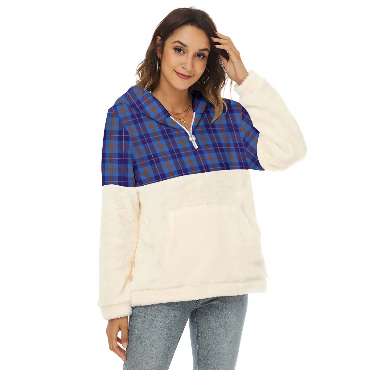 Bryson Tartan Women's Borg Fleece Hoodie With Half Zip Female - Tartan Vibes Clothing