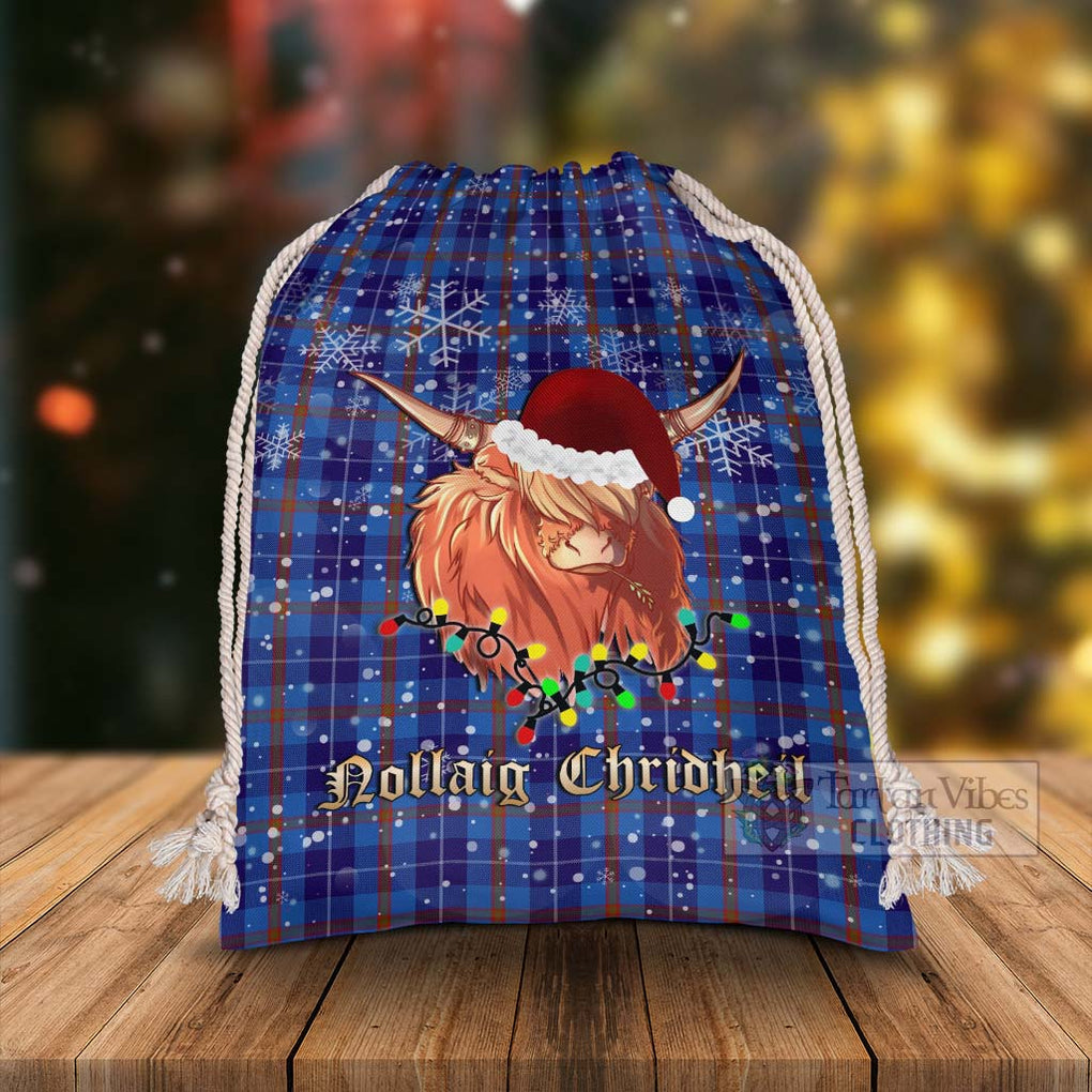 Tartan Vibes Clothing Bryson Tartan Christmas Santa's Bag with Highland Cow