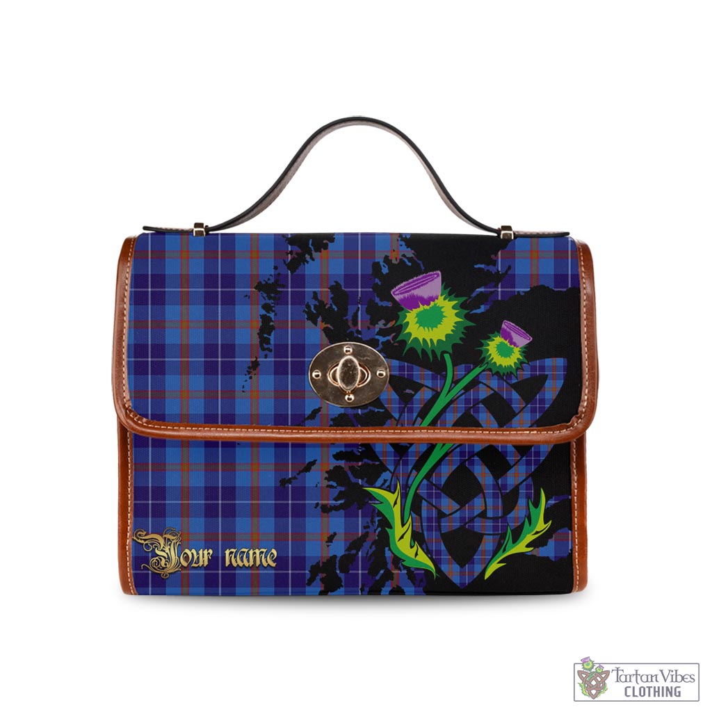 Tartan Vibes Clothing Bryson Tartan Waterproof Canvas Bag with Scotland Map and Thistle Celtic Accents