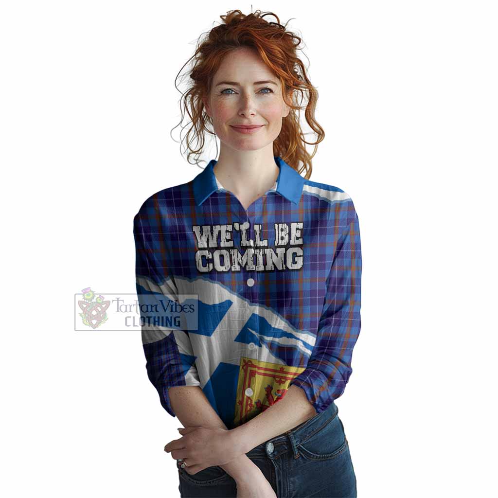 Bryson Scotland Football Tartan Women Casual Shirt We'll Be Coming