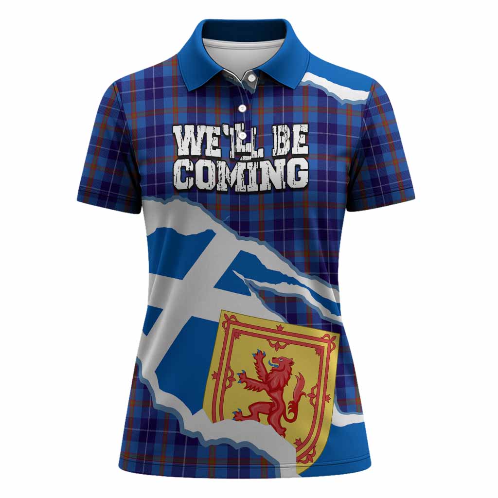 Bryson Scotland Football Tartan Women Polo Shirt We'll Be Coming