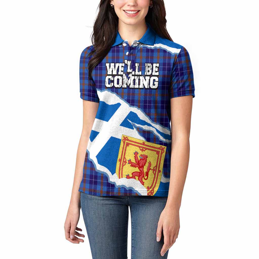 Bryson Scotland Football Tartan Women Polo Shirt We'll Be Coming
