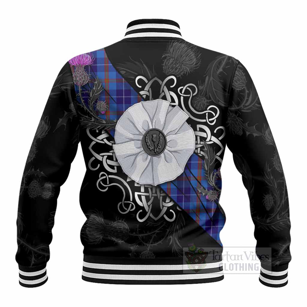 Bryson Tartan Baseball Jacket Jacobite White Rose - Tartan Vibes Clothing