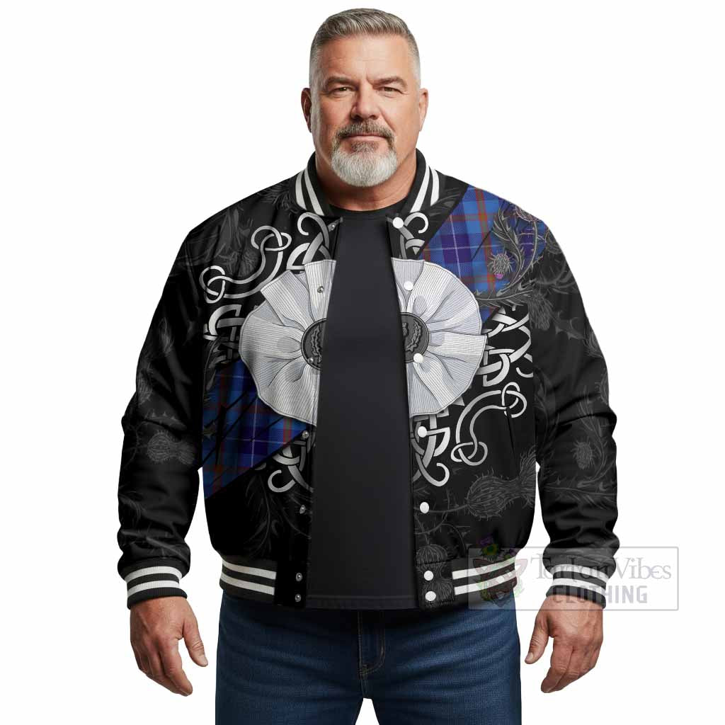 Bryson Tartan Baseball Jacket Jacobite White Rose - Tartan Vibes Clothing