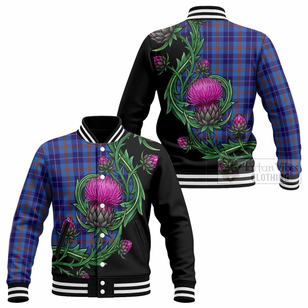 Bryson Tartan Baseball Jacket Resilient Scottish Thistle - Tartan Vibes Clothing