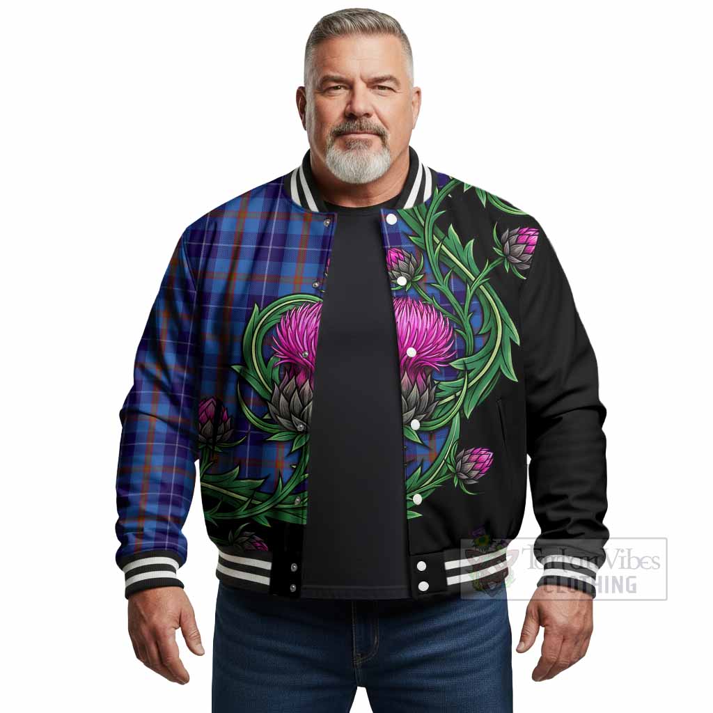 Bryson Tartan Baseball Jacket Resilient Scottish Thistle - Tartan Vibes Clothing