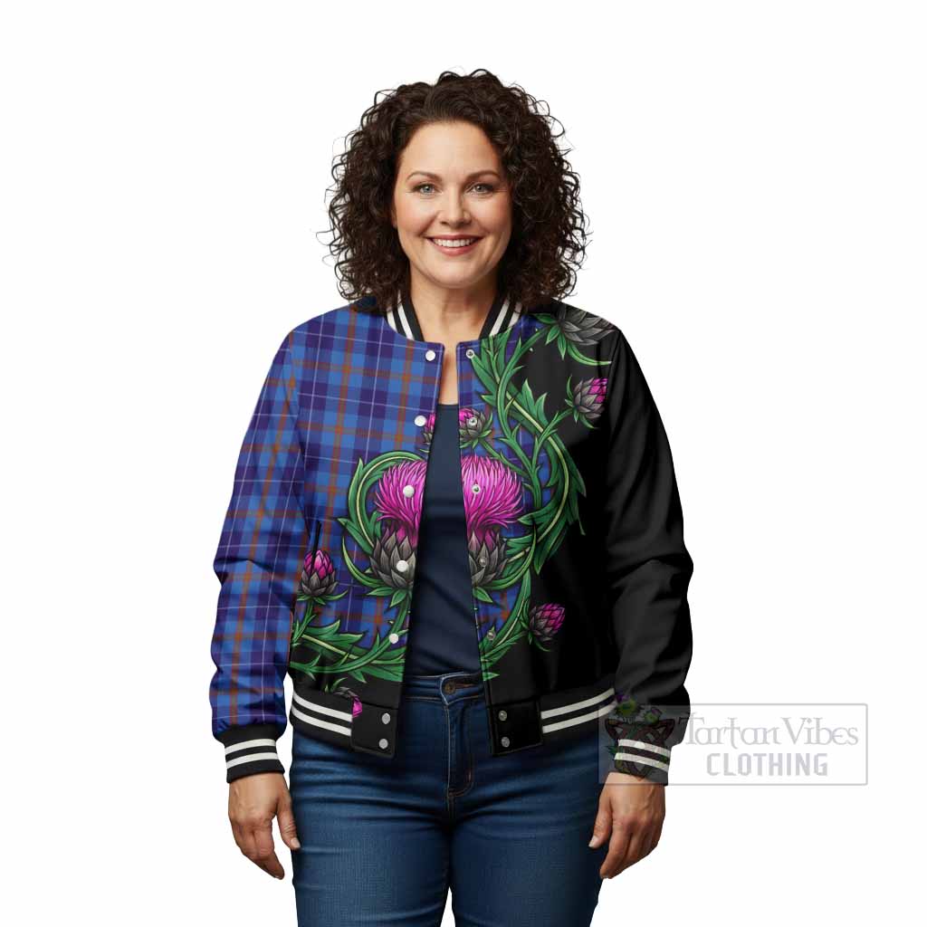 Bryson Tartan Baseball Jacket Resilient Scottish Thistle - Tartan Vibes Clothing