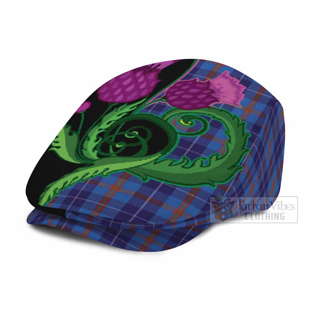 Bryson Tartan Flat Cap, Jeff Cap Traditional Scottish Thistle