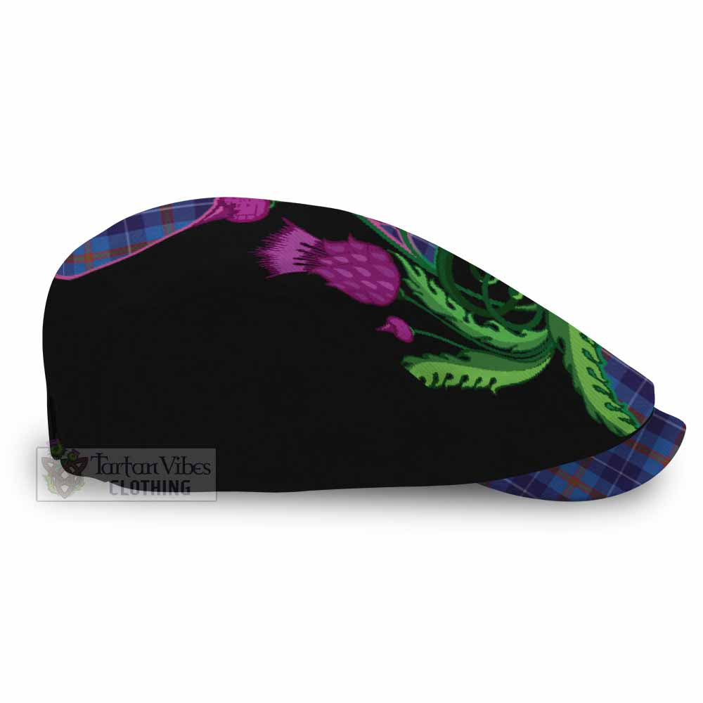 Bryson Tartan Flat Cap, Jeff Cap Traditional Scottish Thistle
