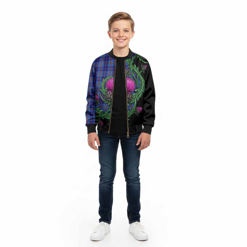 Bryson Tartan Kid Bomber Jacket Resilient Scottish Thistle - Tartan Vibes Clothing