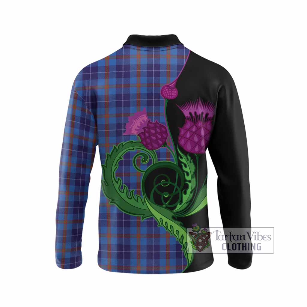 Bryson Tartan Long Sleeve Polo Shirt Traditional Scottish Thistle